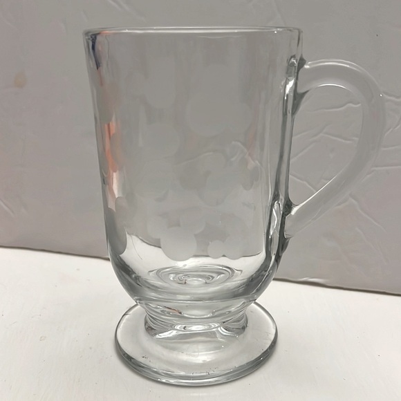 Disney Frosted Mickey Mouse Ears On 10 Oz Pedestal Mug- 5” Tall -Libbey Glass - Picture 4 of 8